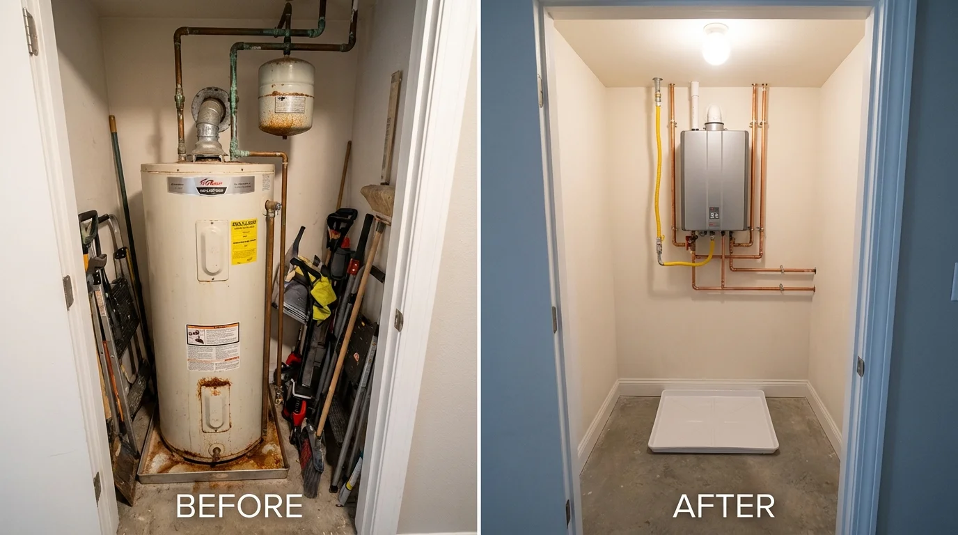 Tank water heater versus wall-mounted tankless unit comparison for Monroe, UT homeowners
